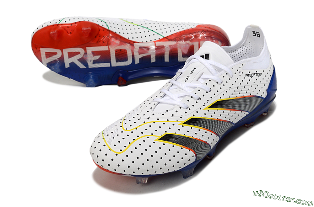 Adidas Predator 24 Elite Euphoria FG Firm Ground Soccer Cleats - White/Silver/Blue 3