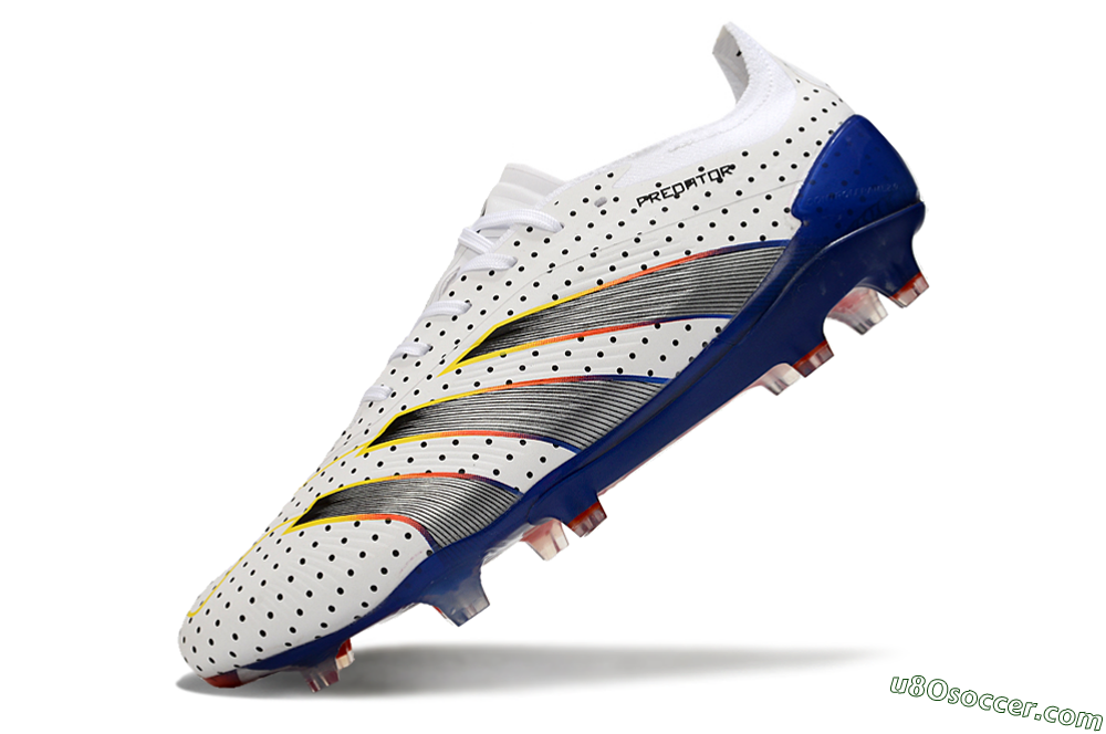 Adidas Predator 24 Elite Euphoria FG Firm Ground Soccer Cleats - White/Silver/Blue 5