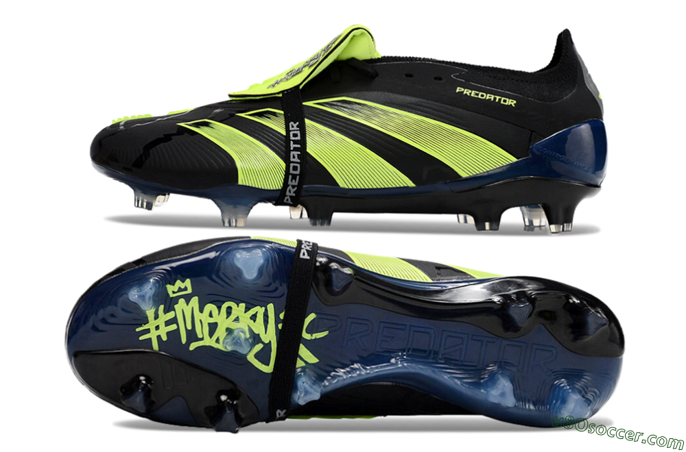 Adidas Predator Elite Foldover Tongue FG Firm Ground Soccer Cleats - Black/Yellow/Blue 6