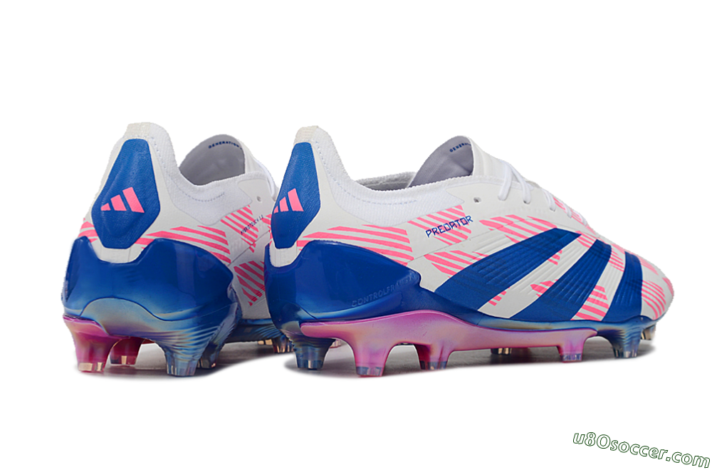 Adidas Predator Accuracy Elite FG Firm Ground Soccer Cleats - White/Pink/Blue 6