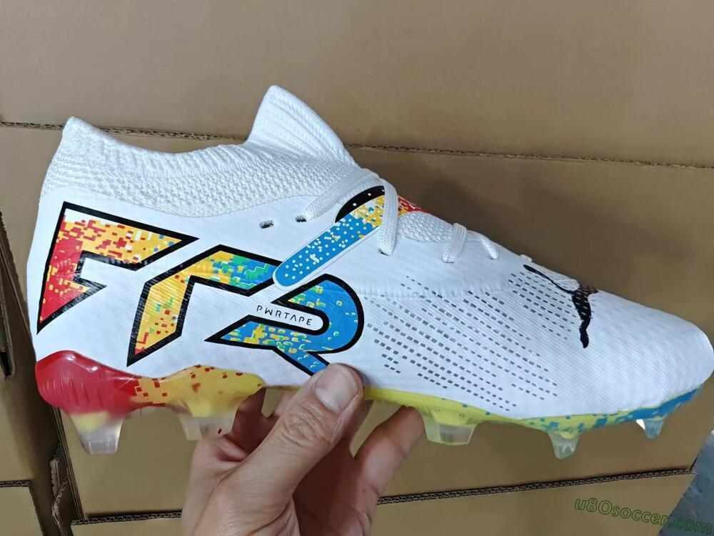 Puma Future Ultimate FG Firm Ground Soccer Cleats - White/Blue/Red