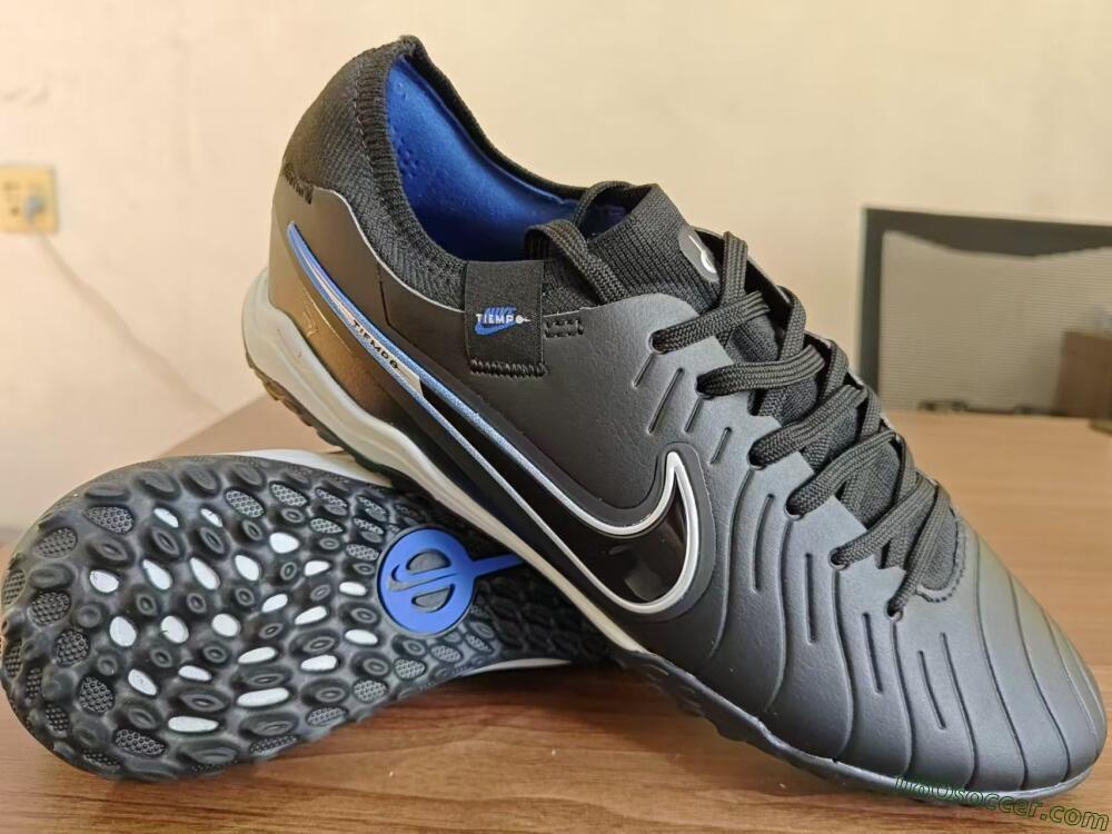 NikeTiempo Legend 10 TF Artificial Turf Soccer Shoes - Black/Blue/White