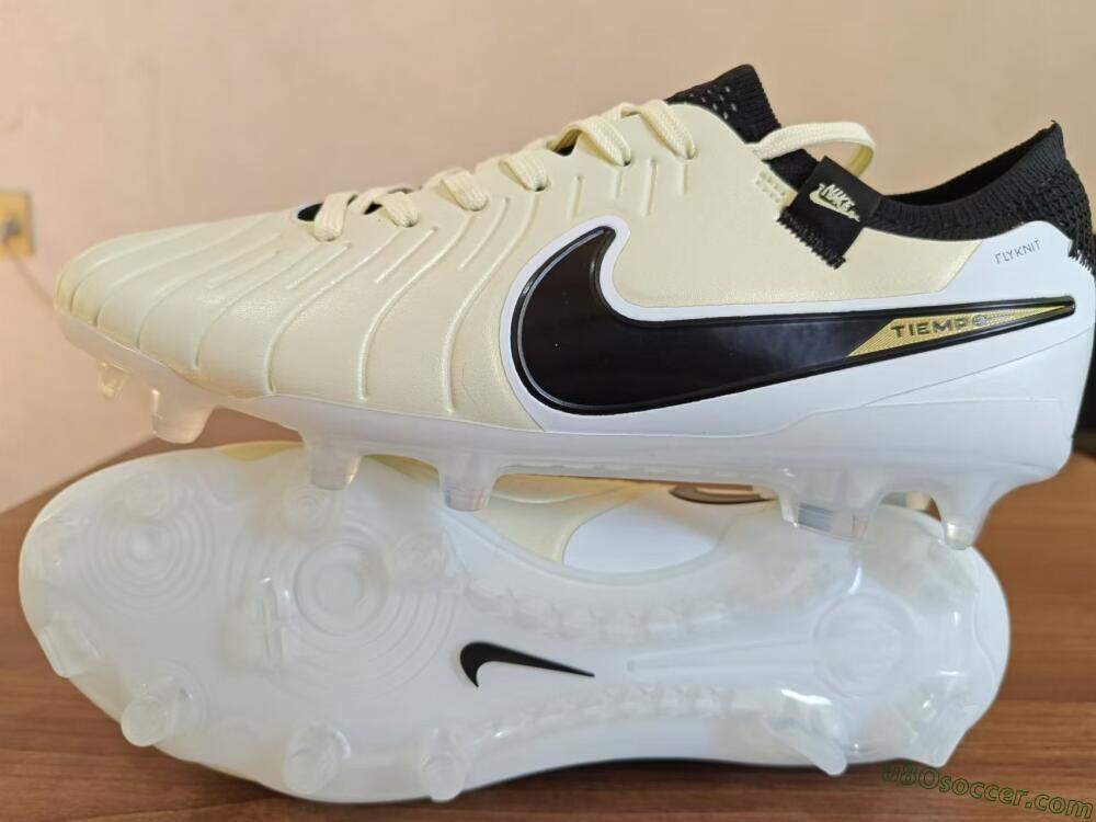Nike Tiempo Legend 10 Elite FG Firm Ground Soccer Cleats - Beige/Black/White