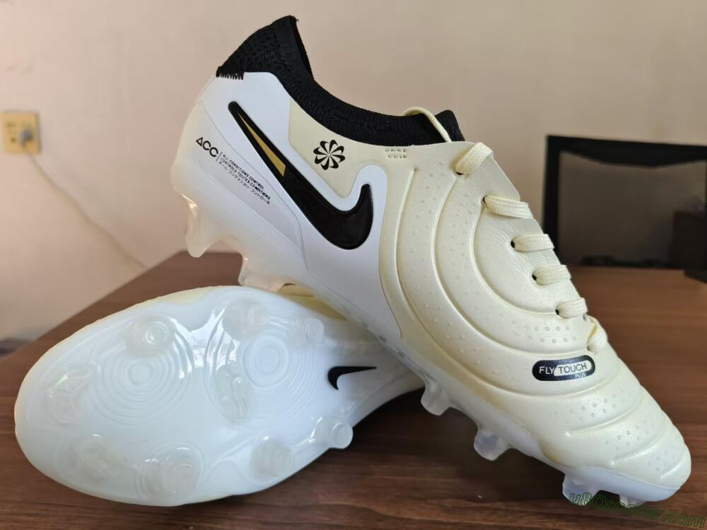 Nike Tiempo Legend 10 Elite FG Firm Ground Soccer Cleats - Beige/Black/White