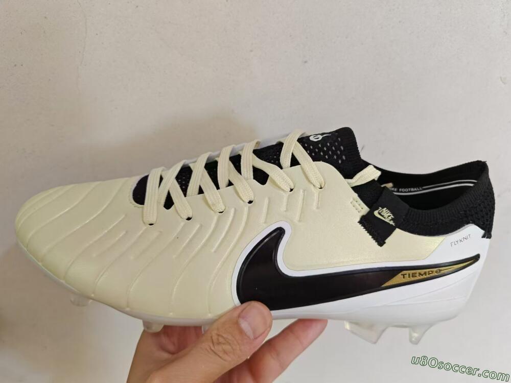 Nike Tiempo Legend 10 Elite FG Firm Ground Soccer Cleats - Beige/Black/White