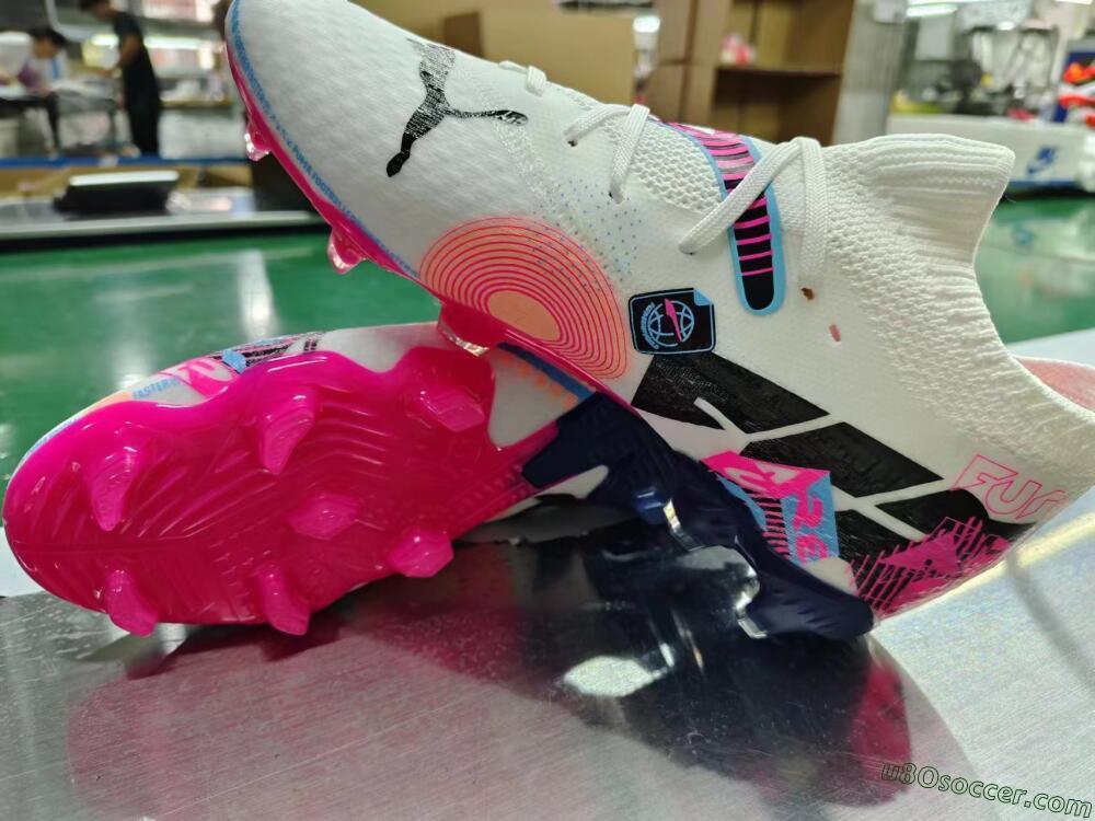 Puma Future Ultimate FG Firm Ground Soccer Cleats - White/Blue/Black/Pink