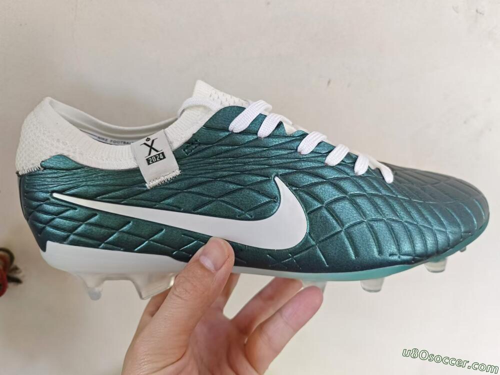 Nike Tiempo Legend 10 Elite FG Firm Ground Soccer Cleats - Jade/White