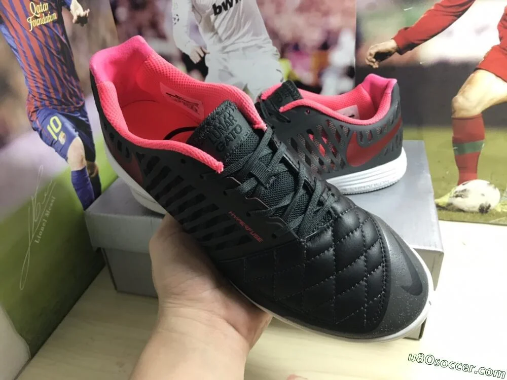IC Indoor Futsal Soccer Shoes in Black, Red, White Colorway