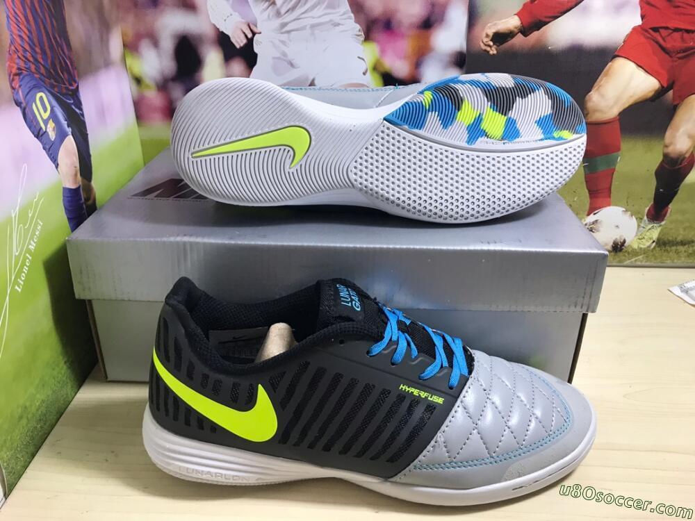 Nike Lunar Gato 2 IC Indoor & Futsal Soccer Shoes - Black/Blue/Yellow