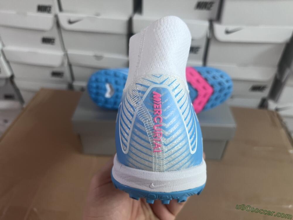 Nike Air Zoom Mercurial Superfly 10 Elite TF Artificial Turf Soccer Shoes - White/Pink/Blue