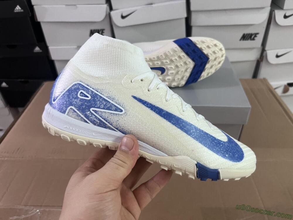 Nike Air Zoom Mercurial Superfly 10 Elite TF Artificial Turf Soccer Shoes - Beige/Blue