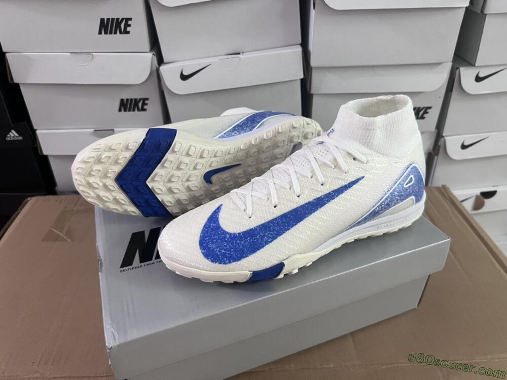 Nike Air Zoom Mercurial Superfly 10 Elite TF Artificial Turf Soccer Shoes - Beige/Blue