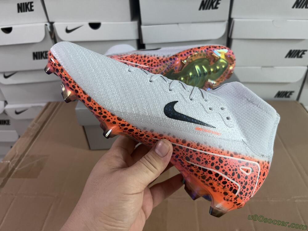 Nike Air Zoom Mercurial Superfly 10 Elite FG Firm Ground Soccer Cleats - Grey/Leopard/Gold