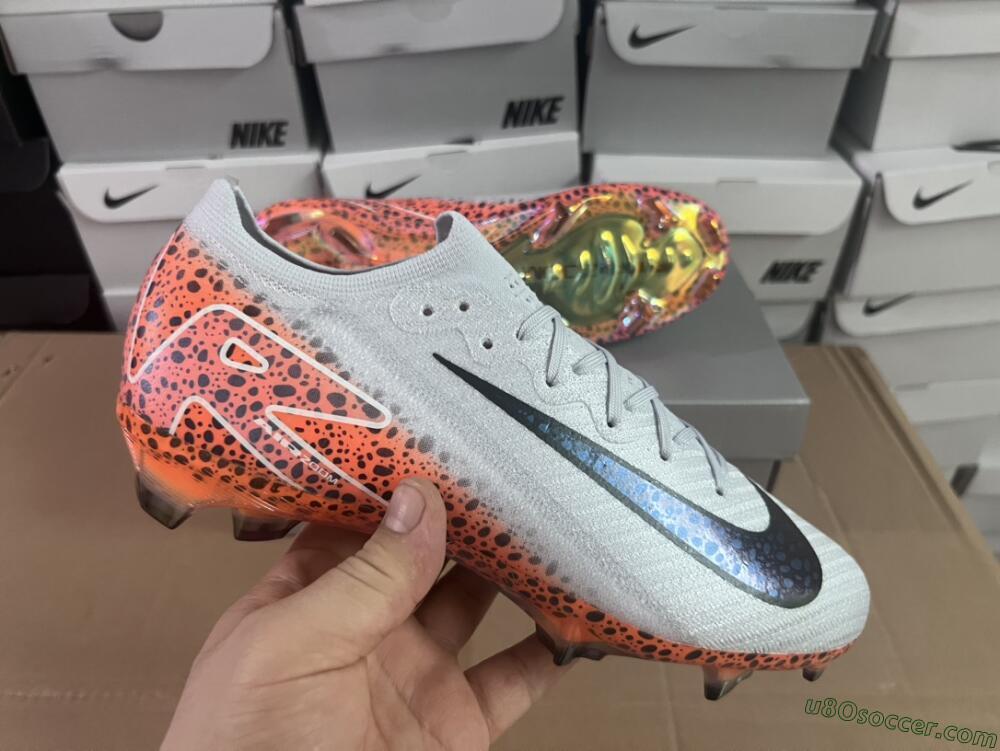 Nike Air Zoom Mercurial Vapor 16 Elite FG Firm Ground Soccer Cleats - Grey/Black/Leopard