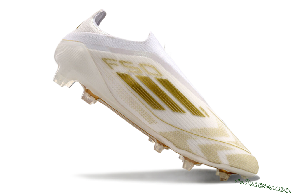 Adidas F50 Elite Laceless FG Firm Ground Soccer Cleats - White/Gold 4