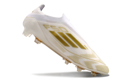 Adidas F50 Elite Laceless FG Firm Ground Soccer Cleats - White/Gold