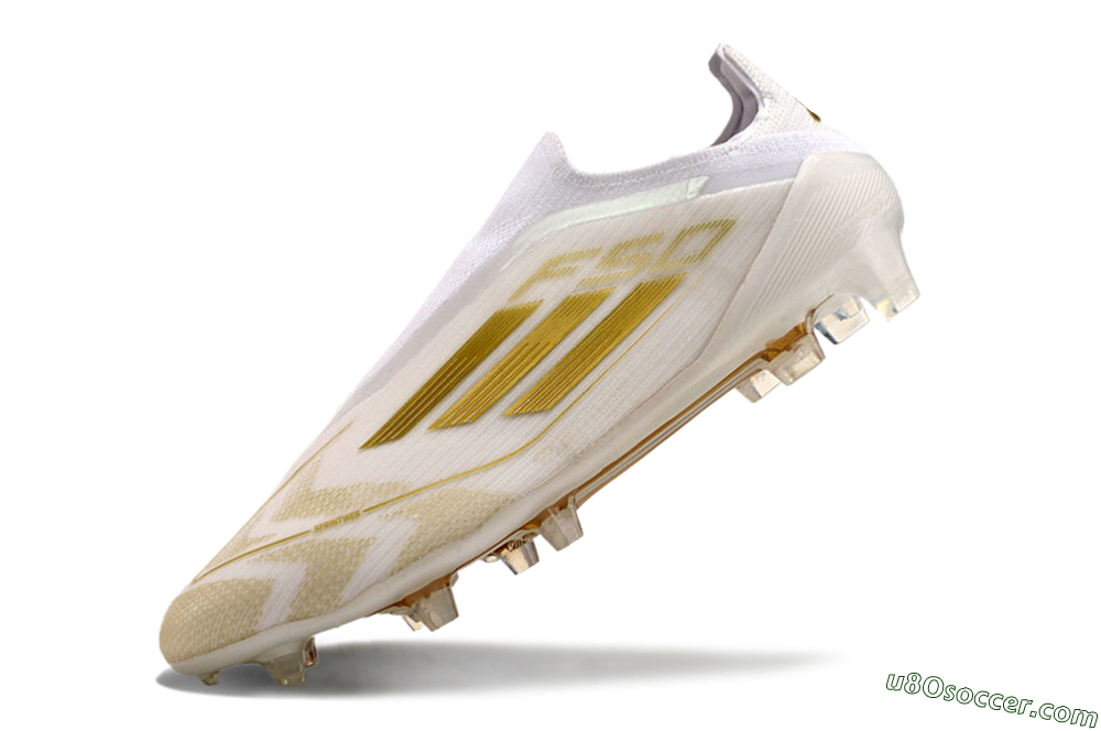 Adidas F50 Elite Laceless FG Firm Ground Soccer Cleats - White/Gold 5