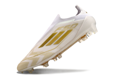Adidas F50 Elite Laceless FG Firm Ground Soccer Cleats - White/Gold