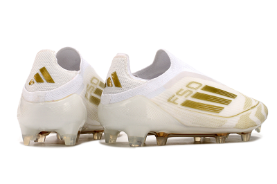 Adidas F50 Elite Laceless FG Firm Ground Soccer Cleats - White/Gold