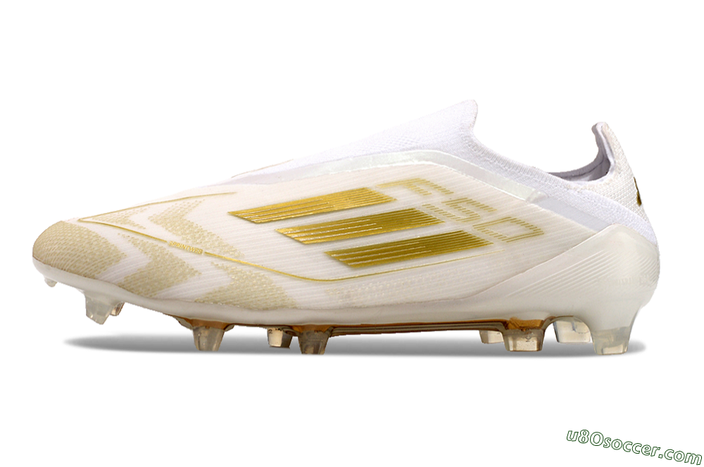 Adidas F50 Elite Laceless FG Soccer Cleats - White/Gold