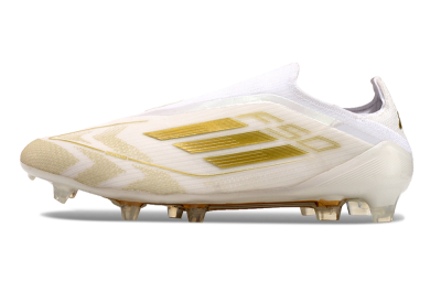 Adidas F50 Elite Laceless FG Firm Ground Soccer Cleats - White/Gold