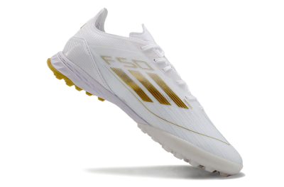 Adidas F50 Elite TF Artificial Turf Soccer Shoes - White/Gold