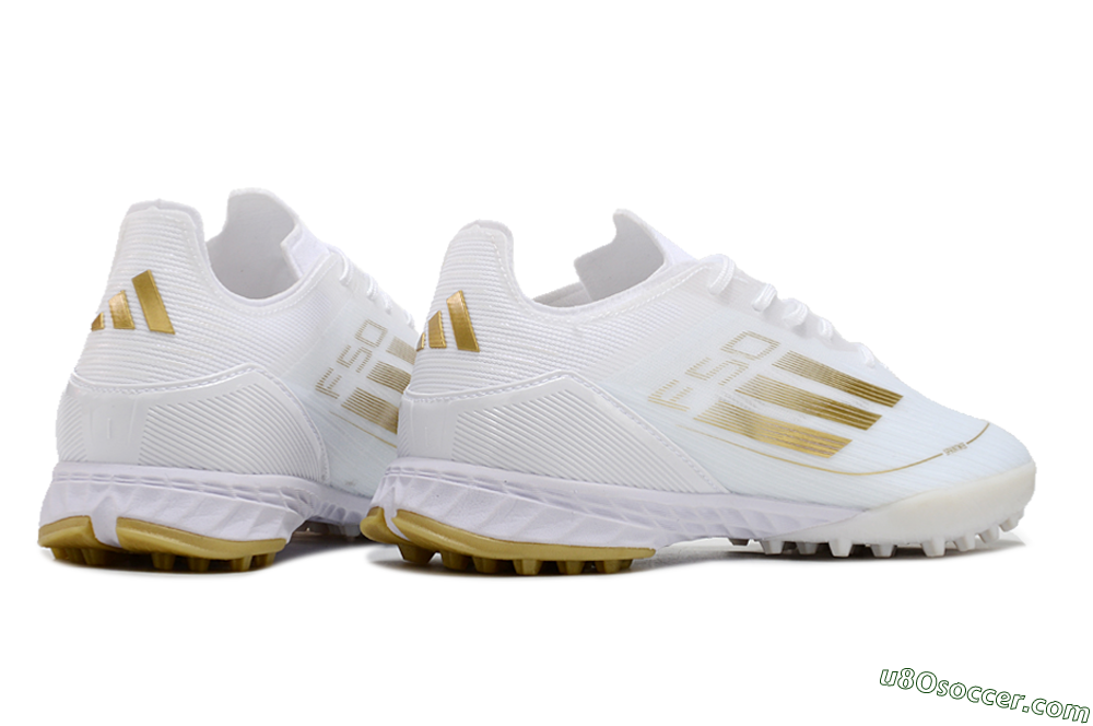 Adidas F50 Elite TF Artificial Turf Soccer Shoes - White/Gold 6