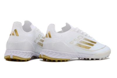 Adidas F50 Elite TF Artificial Turf Soccer Shoes - White/Gold