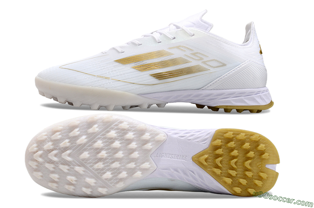 Adidas F50 Elite TF Artificial Turf Soccer Shoes - White/Gold 0