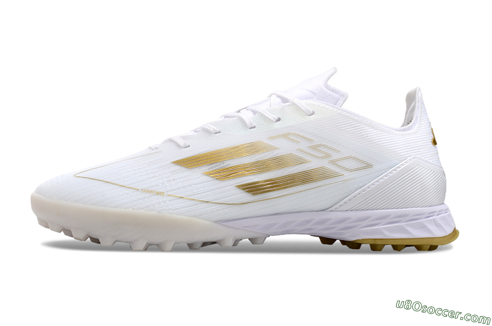 Adidas F50 Elite TF Artificial Turf Soccer Shoes - White/Gold 2