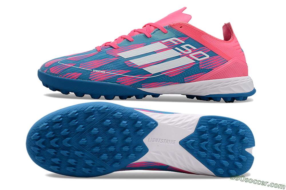 Adidas F50 Elite TF Artificial Turf Soccer Shoes - Blue/Pink/White 0