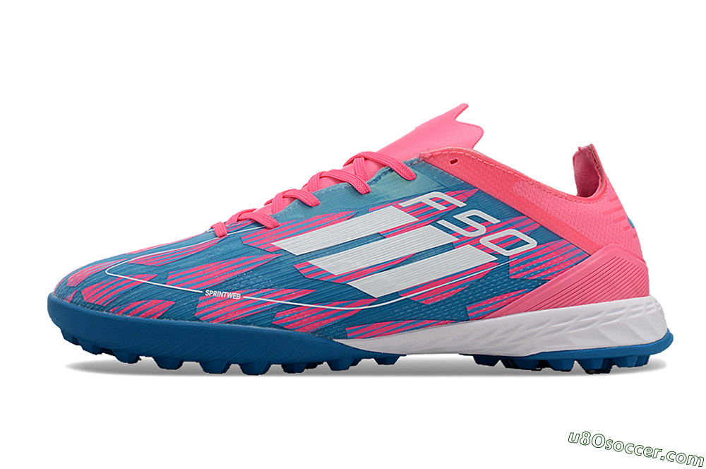 Adidas F50 Elite TF Artificial Turf Soccer Shoes - Blue/Pink/White 2