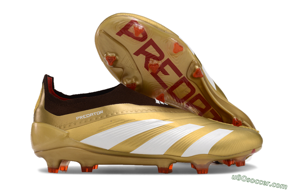 Adidas Predator 24 Elite Laceless FG Firm Ground Soccer Cleats - Gold/White/Brown 1