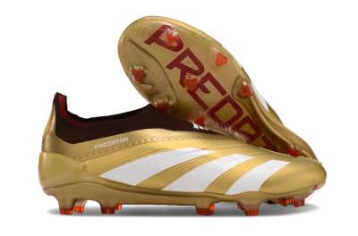 Adidas Predator 24 Elite Laceless FG Firm Ground Soccer Cleats - Gold/White/Brown