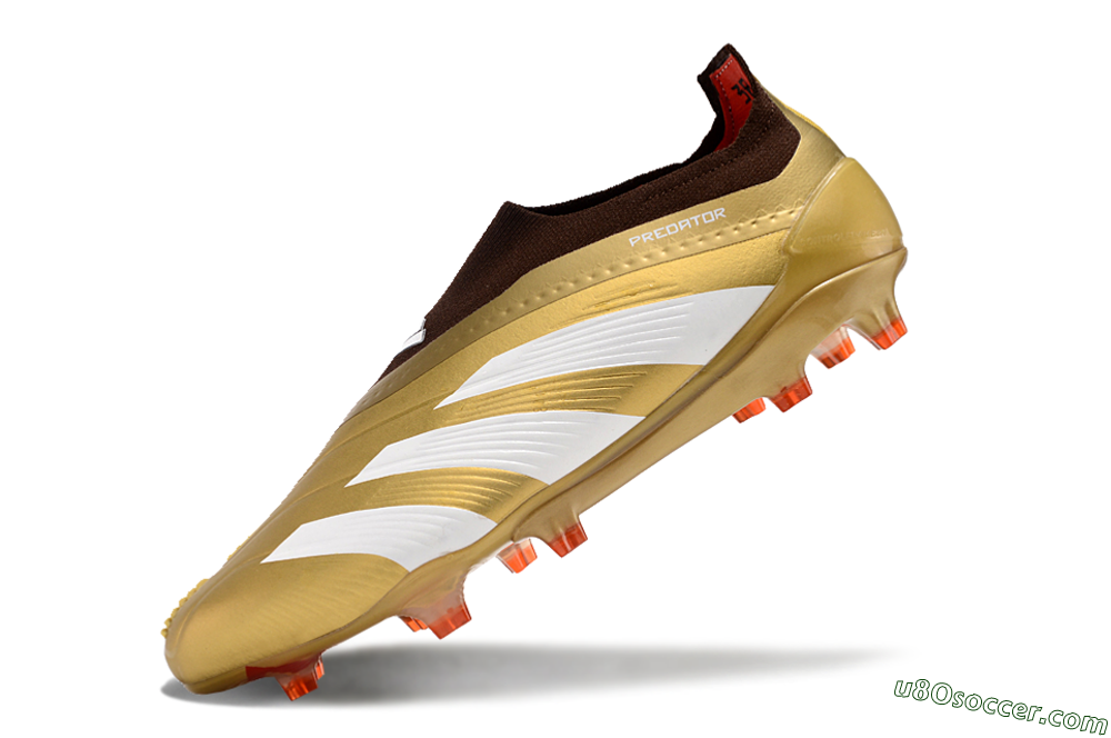 Adidas Predator 24 Elite Laceless FG Firm Ground Soccer Cleats - Gold/White/Brown 5