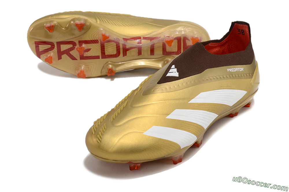 Adidas Predator 24 Elite Laceless FG Firm Ground Soccer Cleats - Gold/White/Brown 3