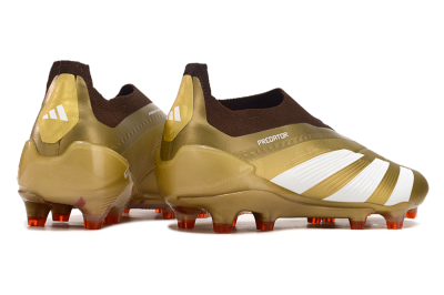 Adidas Predator 24 Elite Laceless FG Firm Ground Soccer Cleats - Gold/White/Brown