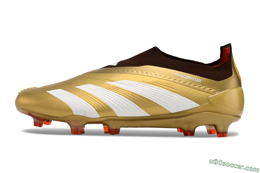 Adidas Predator 24 Elite Laceless FG Firm Ground Soccer Cleats - Gold/White/Brown 2