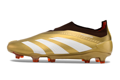 Adidas Predator 24 Elite Laceless FG Firm Ground Soccer Cleats - Gold/White/Brown