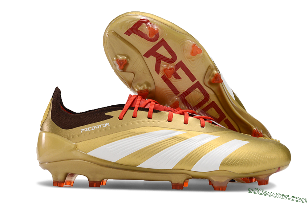 Adidas Predator 24 Elite FG Firm Ground Soccer Cleats - Gold/White/Brown 1