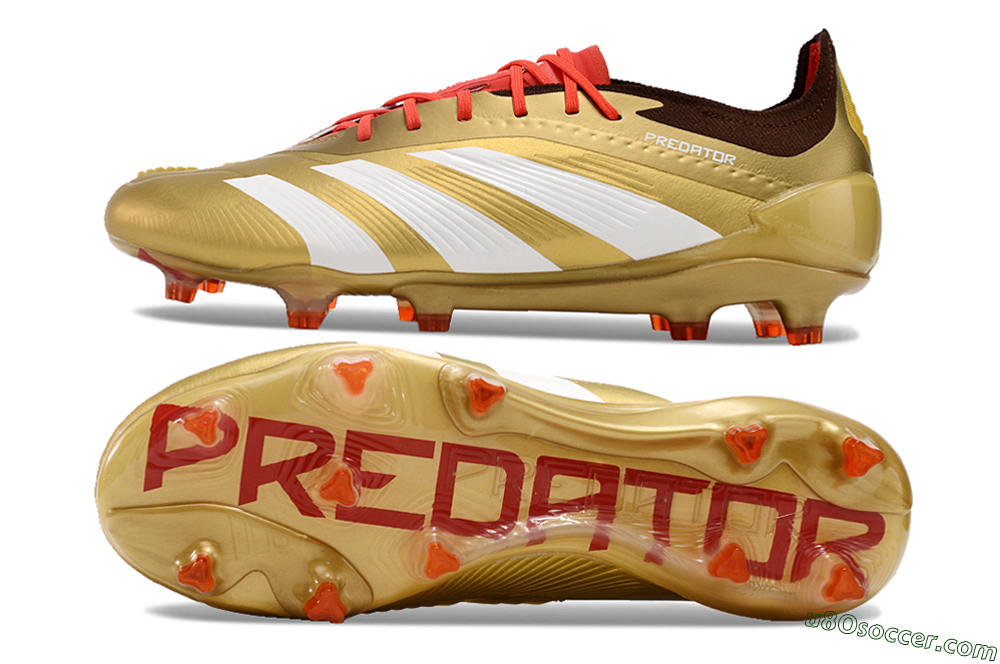 Adidas Predator 24 Elite FG Firm Ground Soccer Cleats - Gold/White/Brown 0
