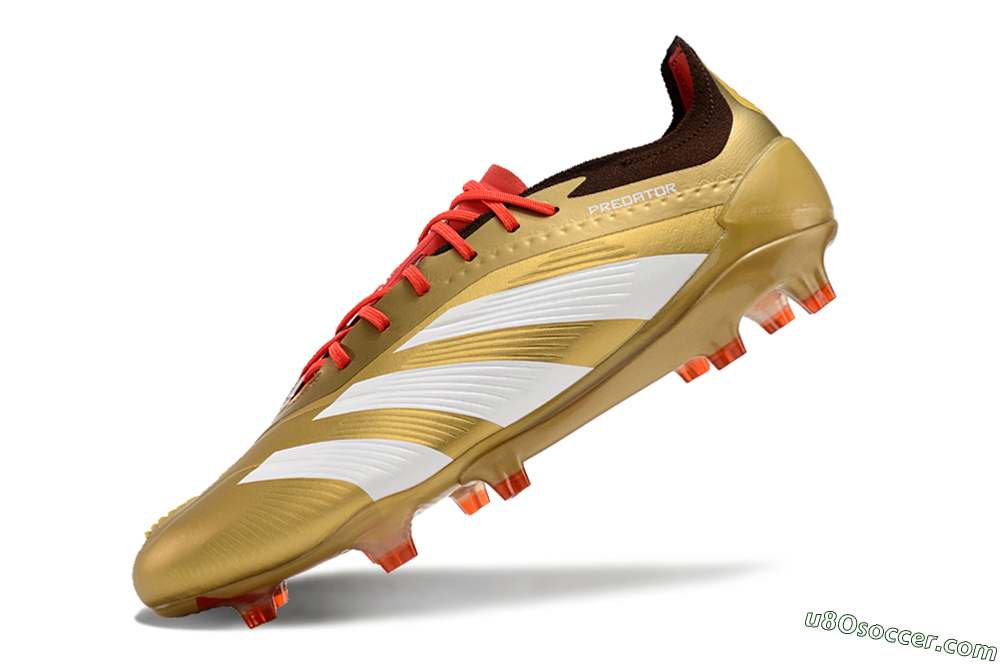 Adidas Predator 24 Elite FG Firm Ground Soccer Cleats - Gold/White/Brown 5