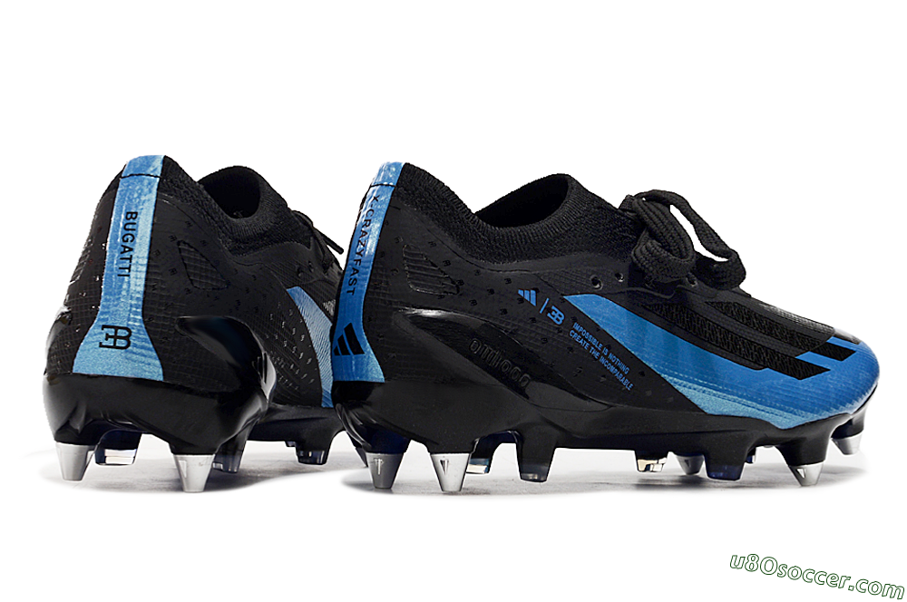 Adidas X Bugatti Crazyfast.1 SG Soft Ground Soccer Cleats - Black/Blue/Silver 6