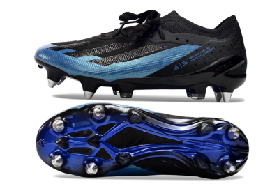 Adidas X Bugatti Crazyfast.1 SG Soft Ground Soccer Cleats - Black/Blue/Silver