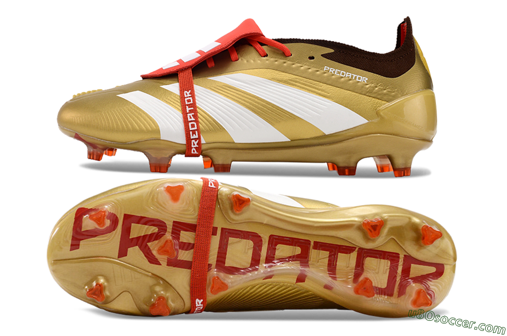 Adidas Predator Elite Foldover Tongue FG Firm Ground Soccer Cleats - Gold/White/Red 0
