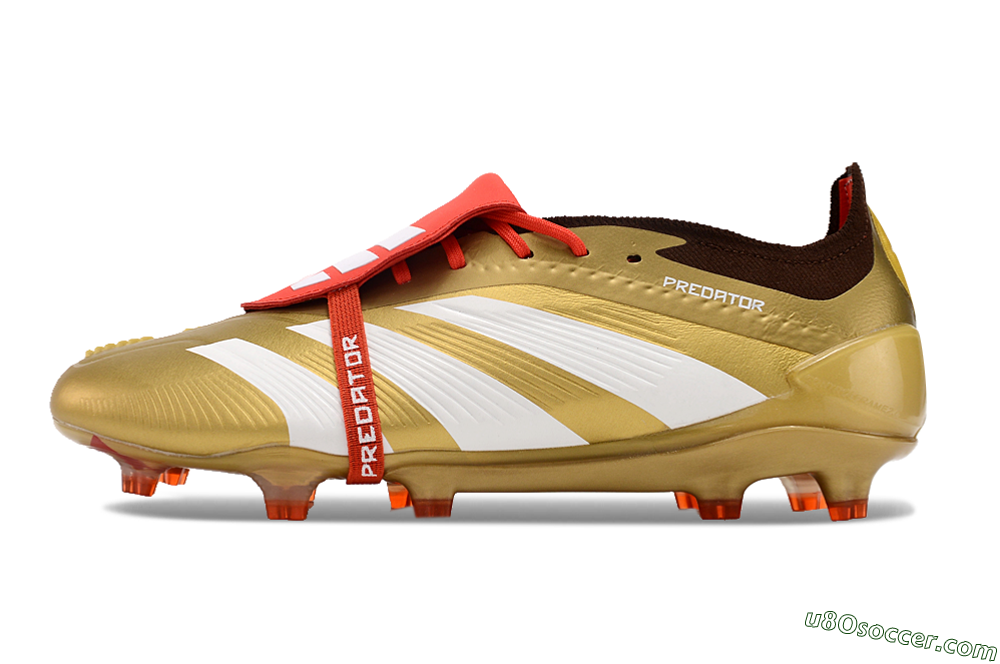 Adidas Predator Elite Foldover Tongue FG Firm Ground Soccer Cleats - Gold/White/Red 2