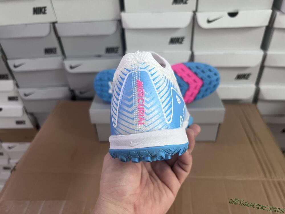 Nike Air Zoom Mercurial Vapor 16 Elite TF Artificial Turf Soccer Shoes - White/Pink/Blue