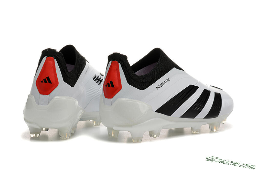 Adidas Predator 24 Elite Laceless FG Firm Ground Soccer Cleats - White/Black/Red 6