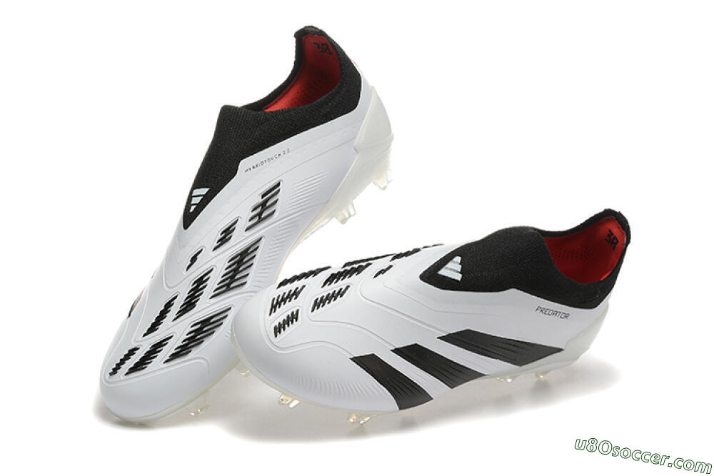 Adidas Predator 24 Elite Laceless FG Firm Ground Soccer Cleats - White/Black/Red 3