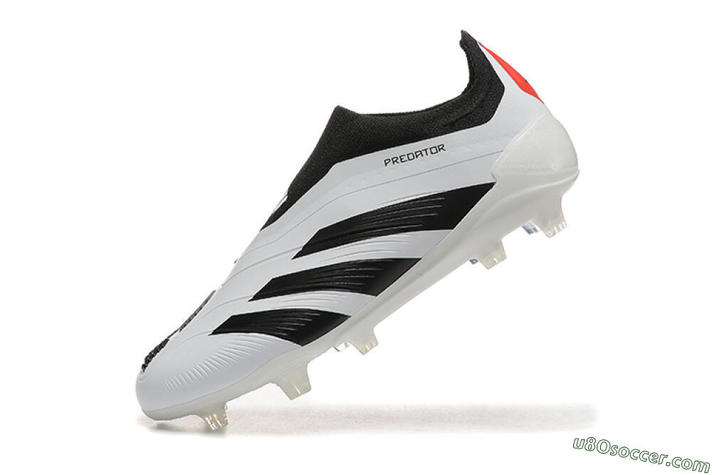 Adidas Predator 24 Elite Laceless FG Firm Ground Soccer Cleats - White/Black/Red 5